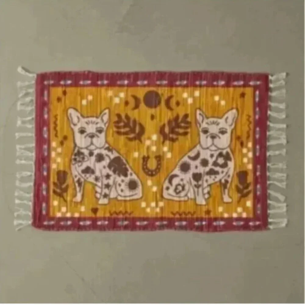 ⭐️ Tattooed Frenchie Dog Puppy Boho Peasant Hipster Hippie Deco Printed Mat Rug